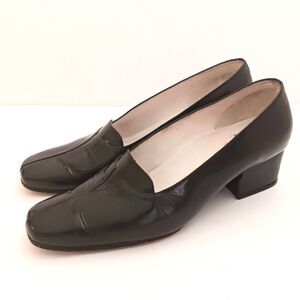 VTG 70s PUCCI Blk Leather Block Heel Square Toe Pump Sz 7 Handcrafted in Italy